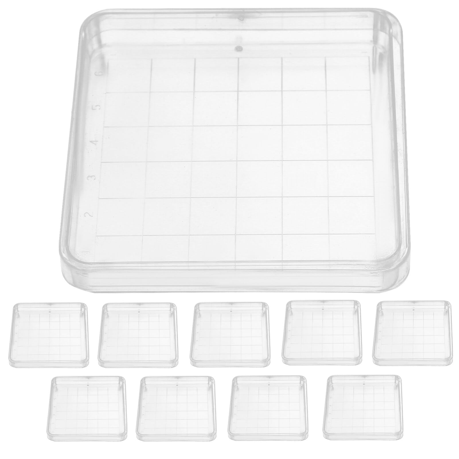 OUNONA Lot de 10 boîtes de Pétri en plastique de 10 cm à 36 grilles avec couvercles pour projets d'expérimentation scientifique en laboratoire