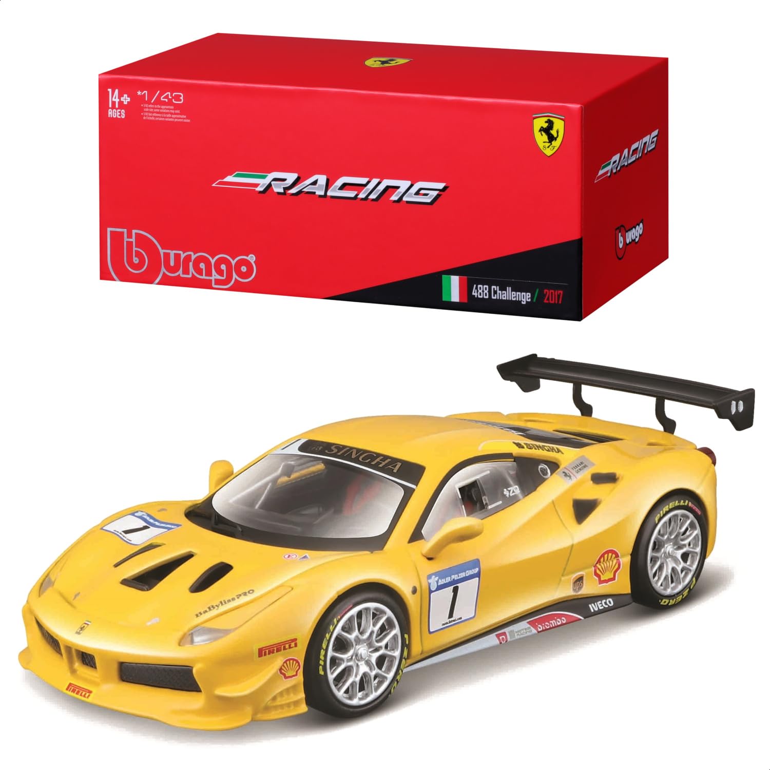 Amazon.com: Bburago B18-36306 43 Ferrari Racing 488 Challenge