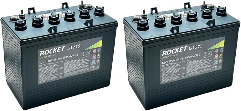 Rocket L-1275 150Ah 12V GC Battery - Replaces Trojan T-1275 Plus Set of 2