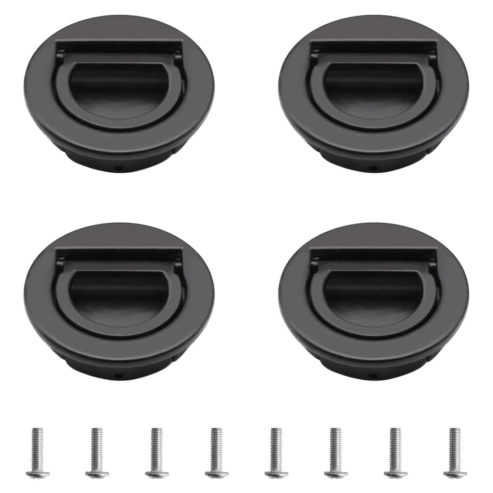 MOROBOR Round with Pull Ring Embedded Handle, 4pcs Tatami Hidden Handles Invisible Cabinet Door Furniture Hardware with Screws for Cabinet Wardrobe Drawer(Black)