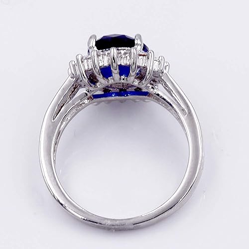 Miniatura 4 de Lavencious Anillos redondos ovalados de circonita cúbica, para boda, fiesta, compromiso, inspirado, cócteles, para mujer, talla 5-10