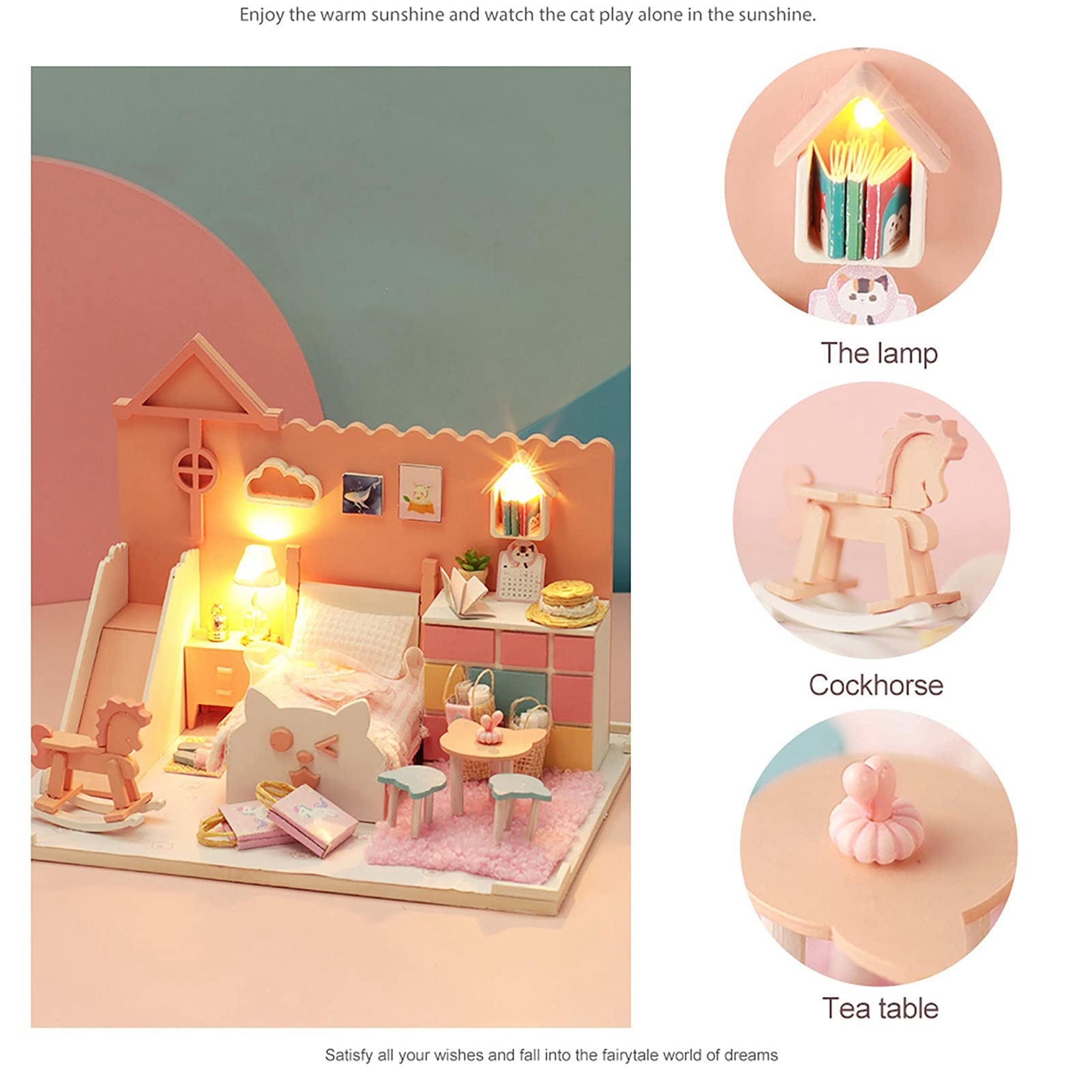 Amazon | 14歳以上の人々に適したDIYミニチュアドールハウス木製家具 