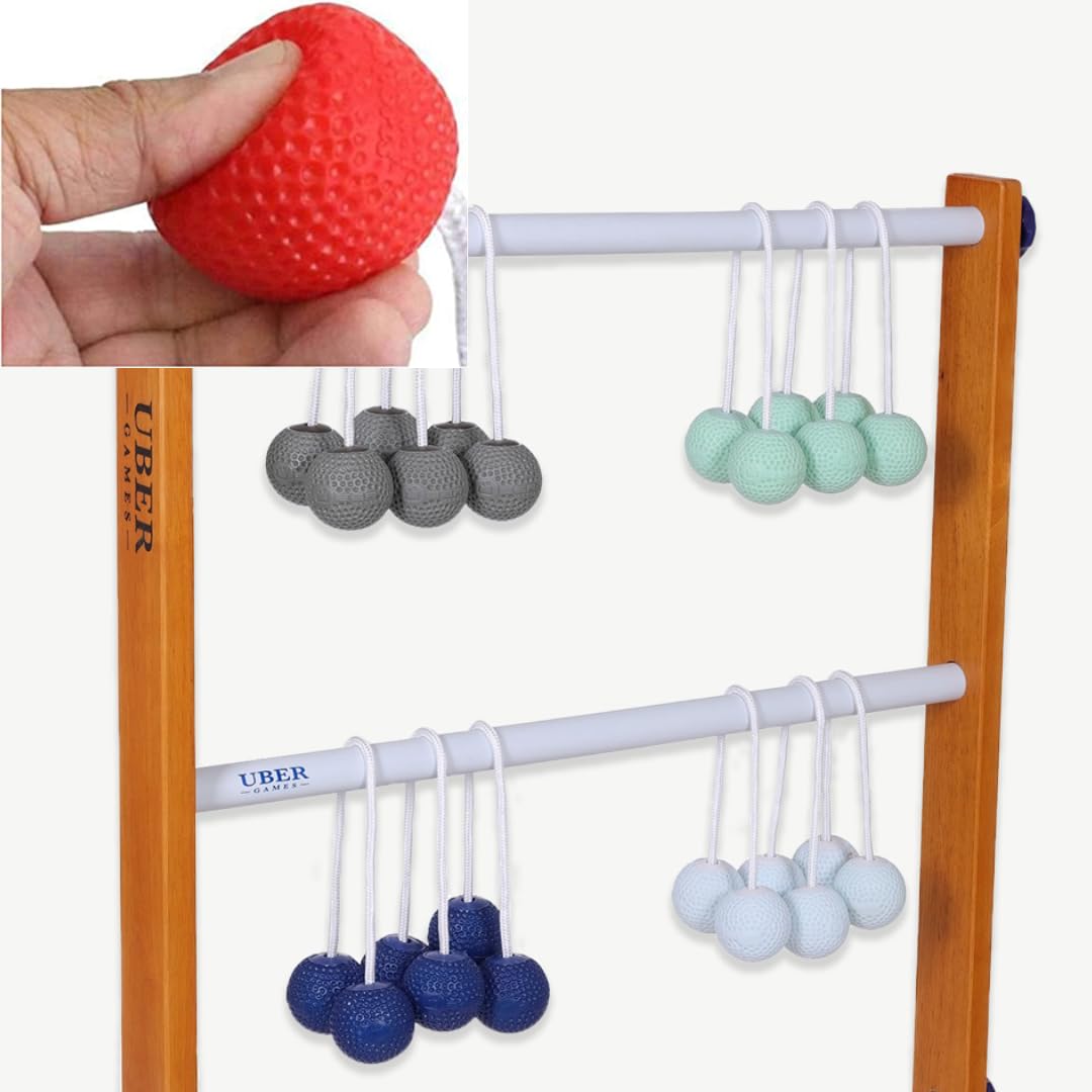Leitergolf - nr.1 Testsieger - Profi - 12x Golf Bolas - Offiziell und Robust - Hartholz - Indoor & Outdoor Wurfspiel - in Tragetasche