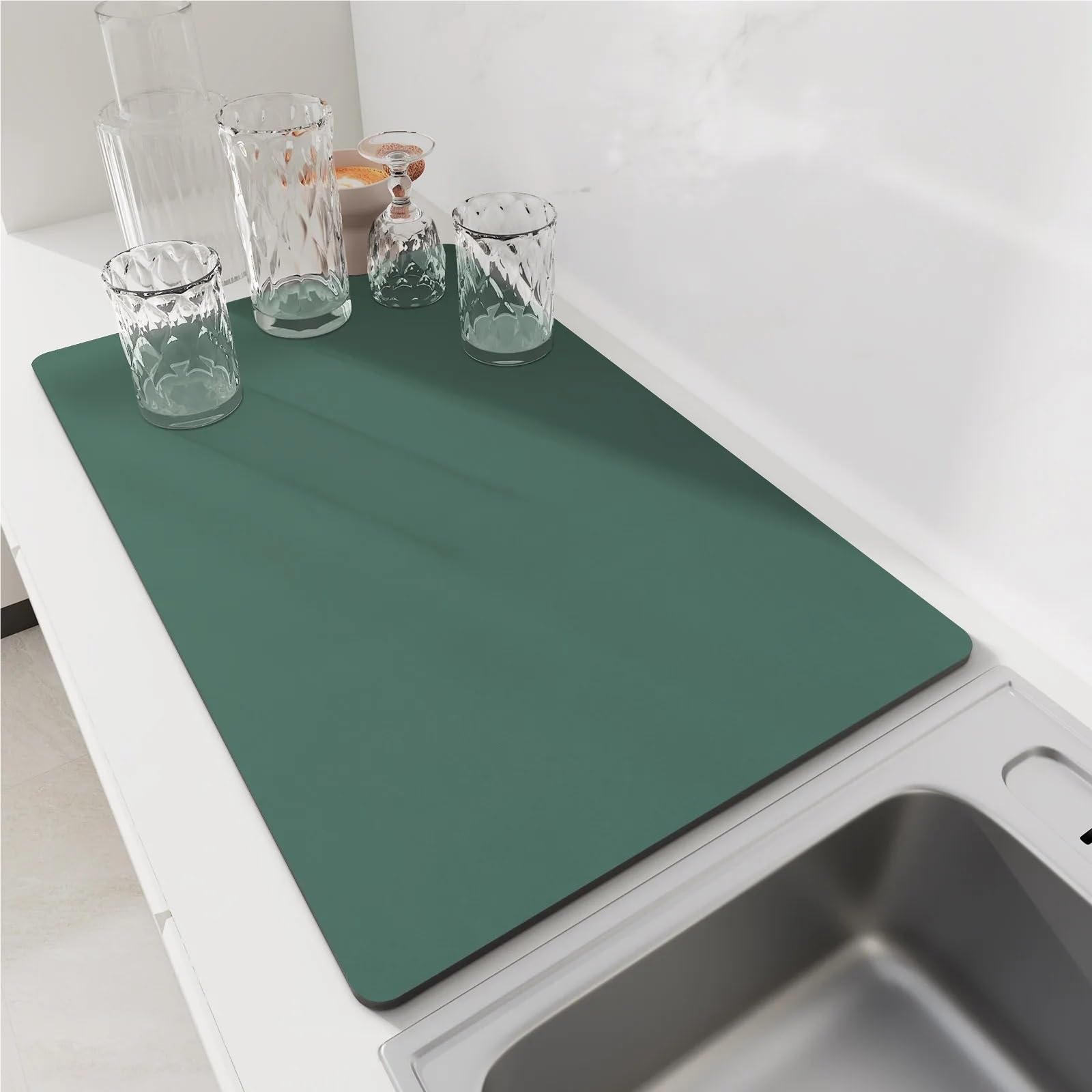 Alfombrilla Para Café Bar Tapete absorbente de cocina sólido, tapetes de secado de platos de café, almohadilla de drenaje, vajilla de secado rápido, mantel individual for grifo, 2 uds.(Brown B,40x60 c