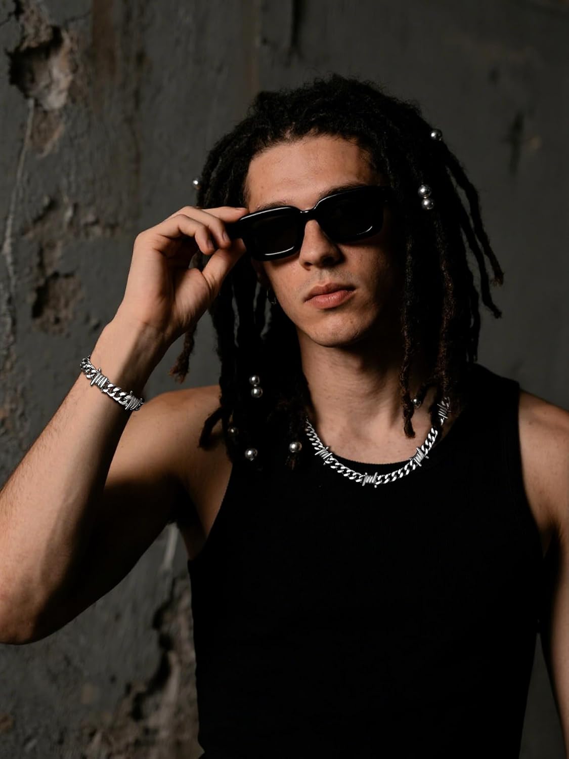 Bestyle Barbed Wire Bracelets 7/9mm Thick Heavy Men Hand Chain Unisex Stainless Steel/Gold/Black Cuban Chain Bracelet Punk Gothic Bracelets for Men Women - Image 4