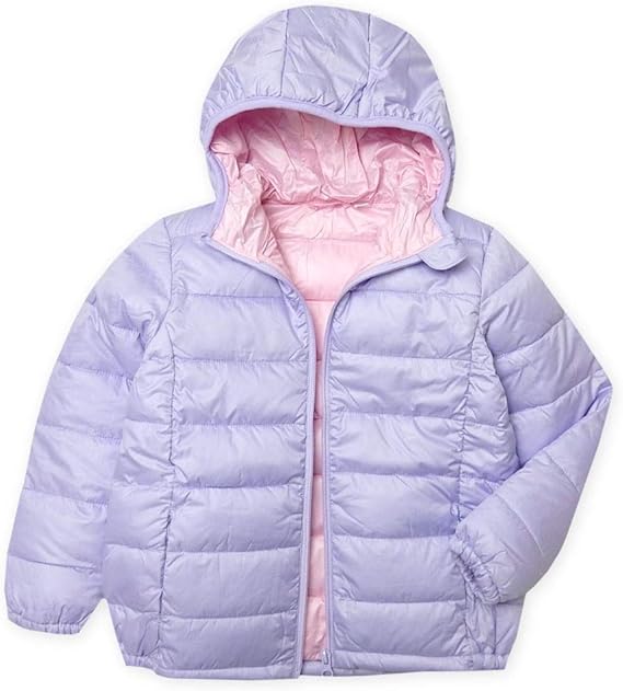 Amazon パープル 110cm 女児 キッズ ファイバーダウン フルジップ ジャケット あったか素材 中綿 軽量 保温性 星柄 フード付き アウター 子供服 女の子 A 1530 コート ジャケット 通販