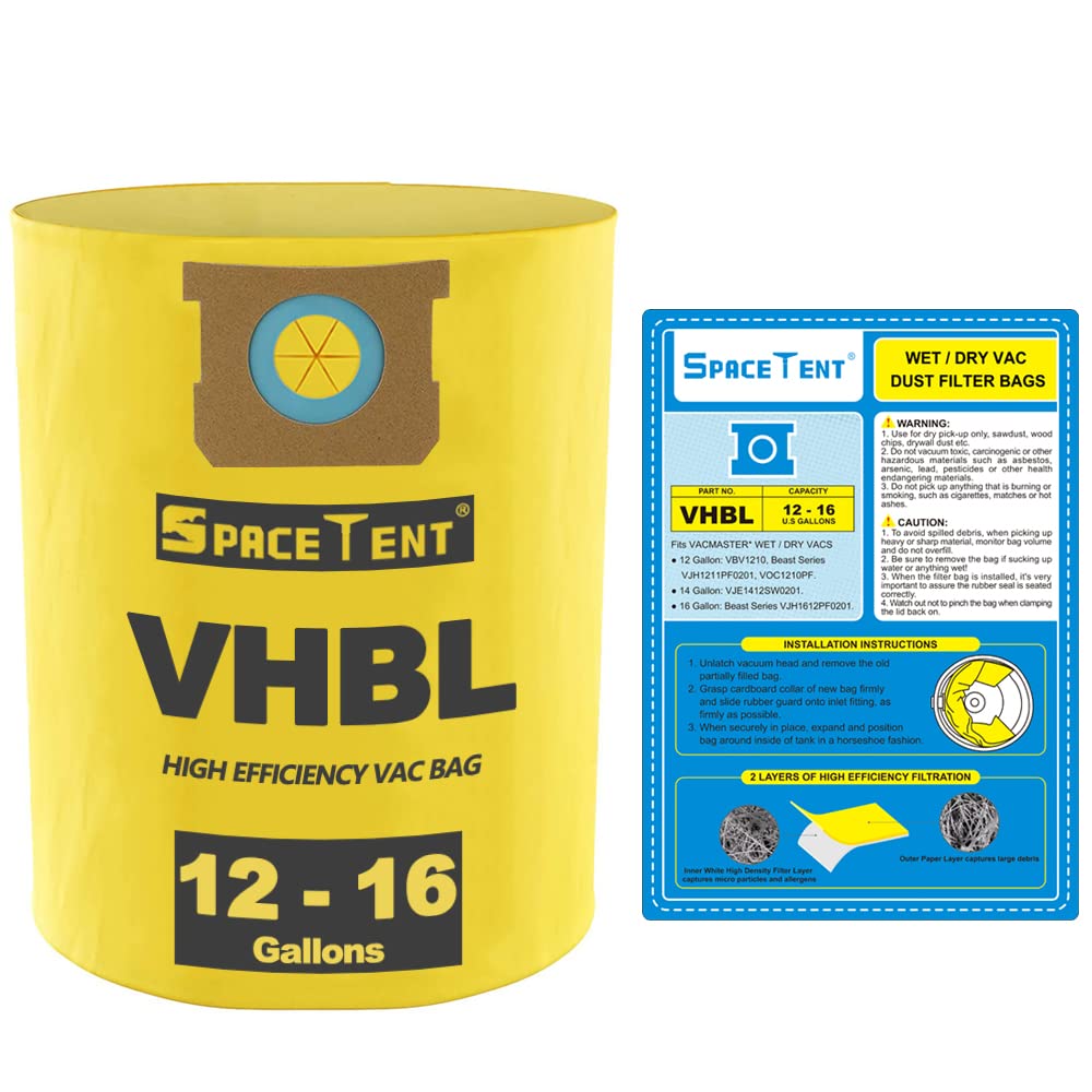 Puroom 12 to 16 Gallon Vacmaster High Efficiency Vacuum Replacement Bags, 6 Pack, Part # VHBL