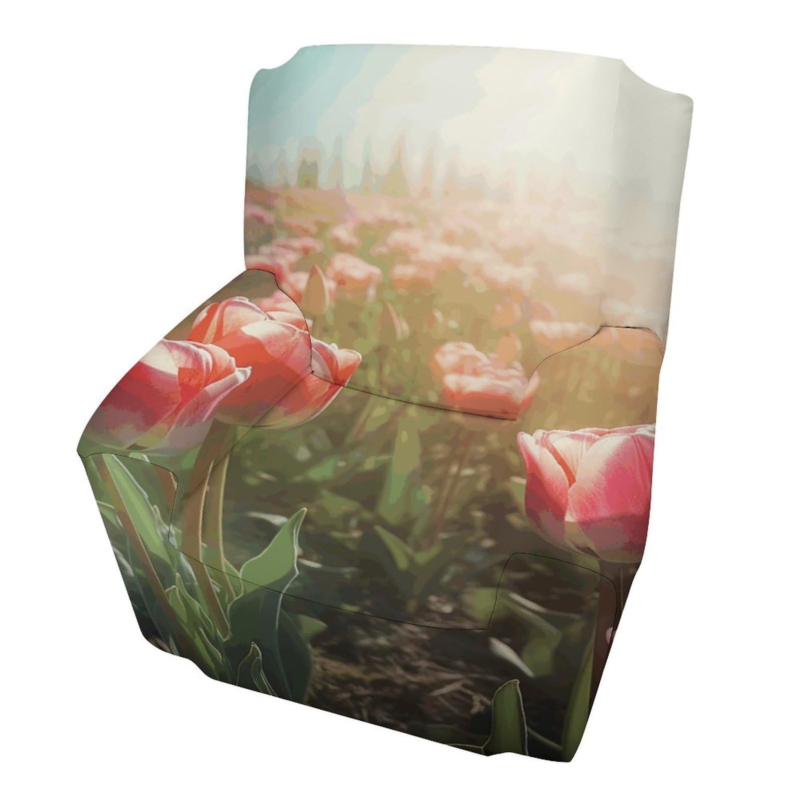 Fodpand Style Flowers On Sunlight Background Sofa Cover Soft 1 Seater Sofa Slipcover For Pets Washable,Couch Cover With Elastic Straps Furniture Protector