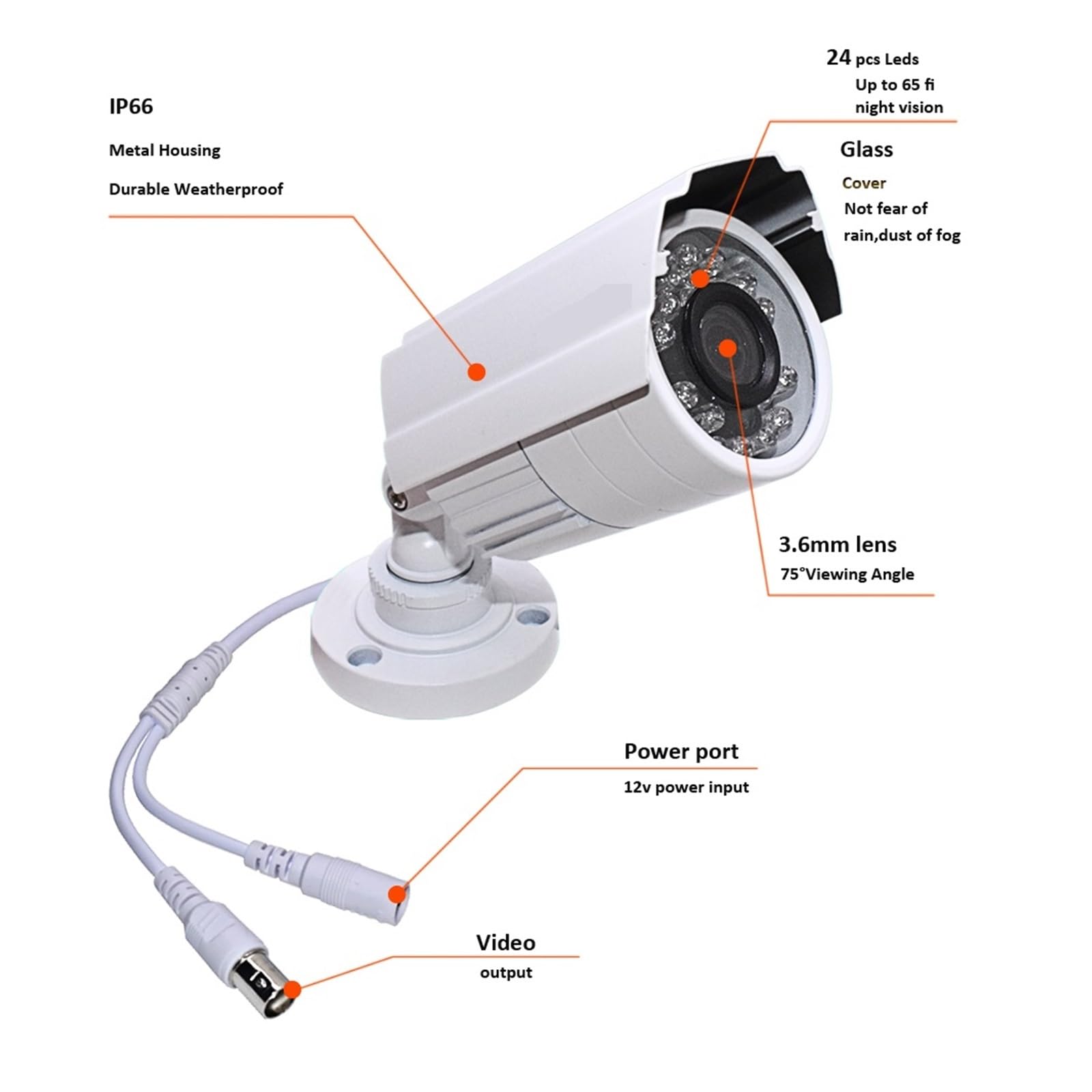 Cámara de Seguridad, De cámaras de Seguridad CCTV Kits analógicos AHD grabadora DVR de 8/4 Canales 8 Uds Opciones 2MP 1080P Bullet Metal Video vigilancia(None)