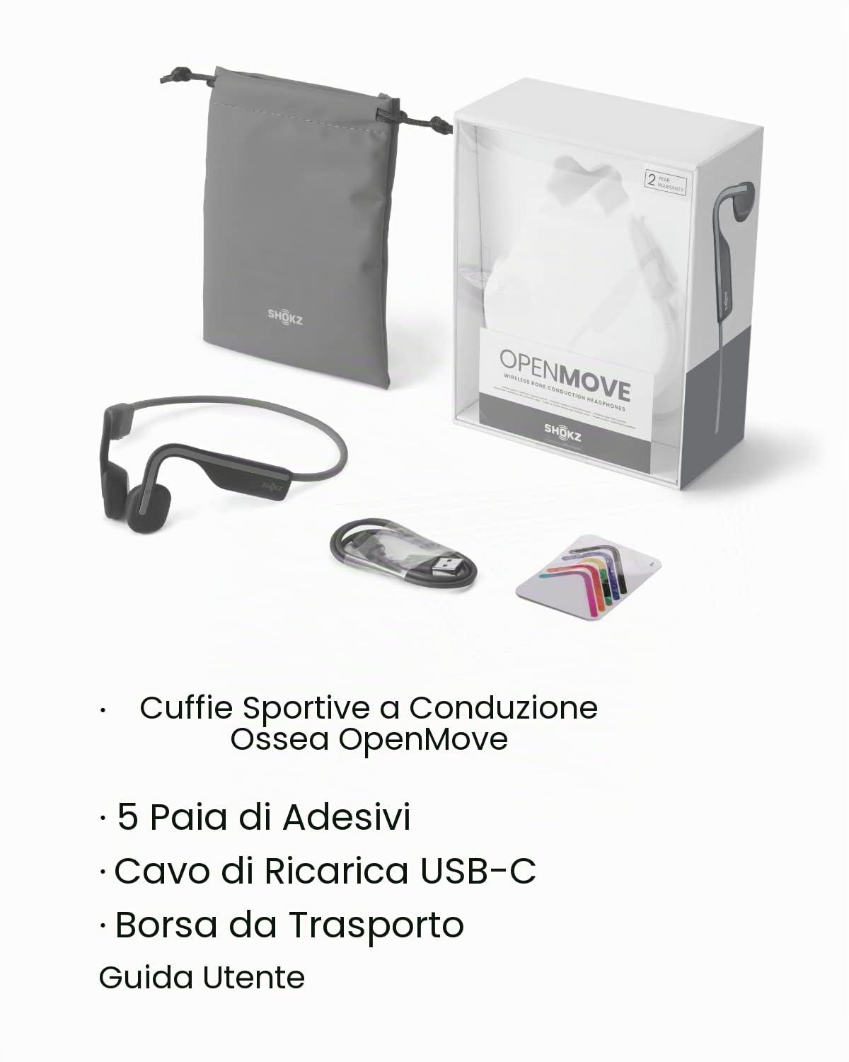 Casque sport sans fil Shokz OpenMove Bluetooth avec réduction du bruit Gris