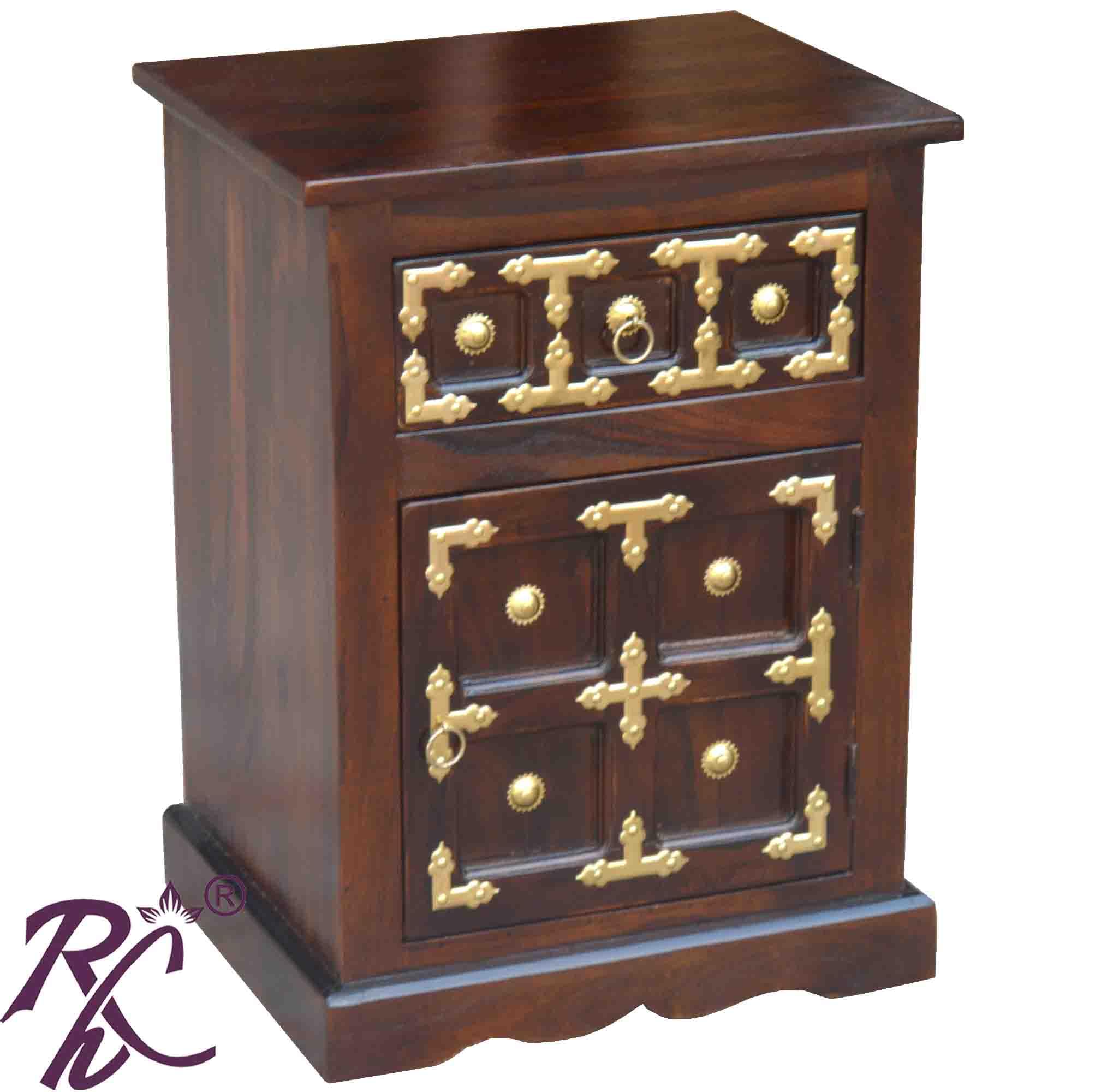 RAJ HANDICRAFT Solid Wood Bedside Table for Bedroom | Handmade Pure Wooden Bed Side Nightstand End Table with 1 Drawer 1 Door Storage for Home & Bed Room | Sheesham Wood, Walnut Brown-image-47