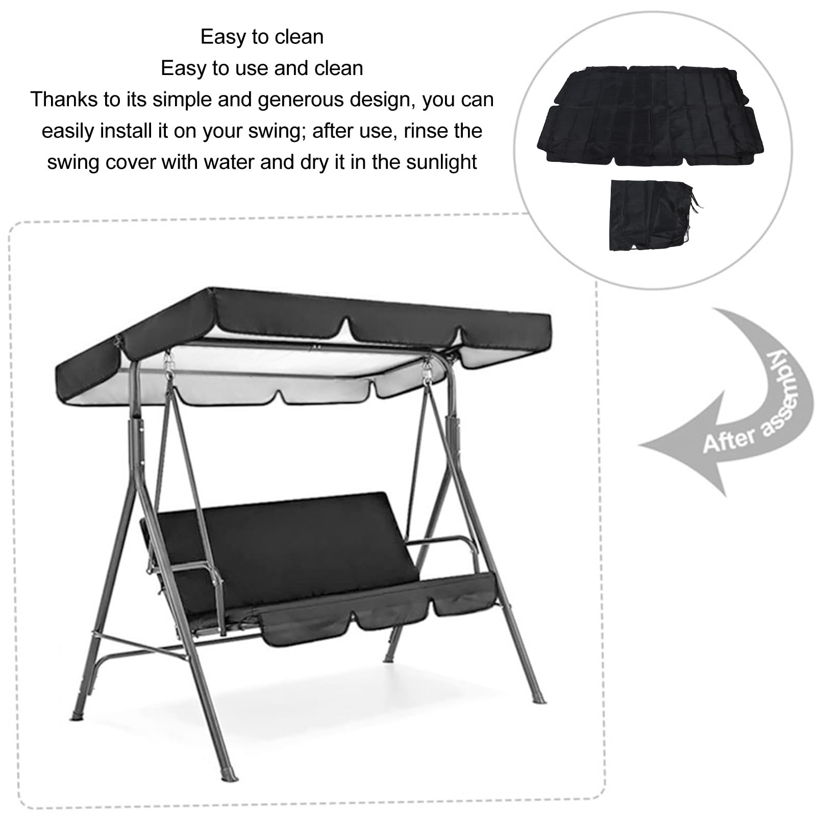 Tuinschommel vervangende luifelhoes, 2 of 3-zits patio hangmat cover top waterdichte zonnescherm luifel schommel covers, 210D Oxford doek outdoor schommel dak reserve cover