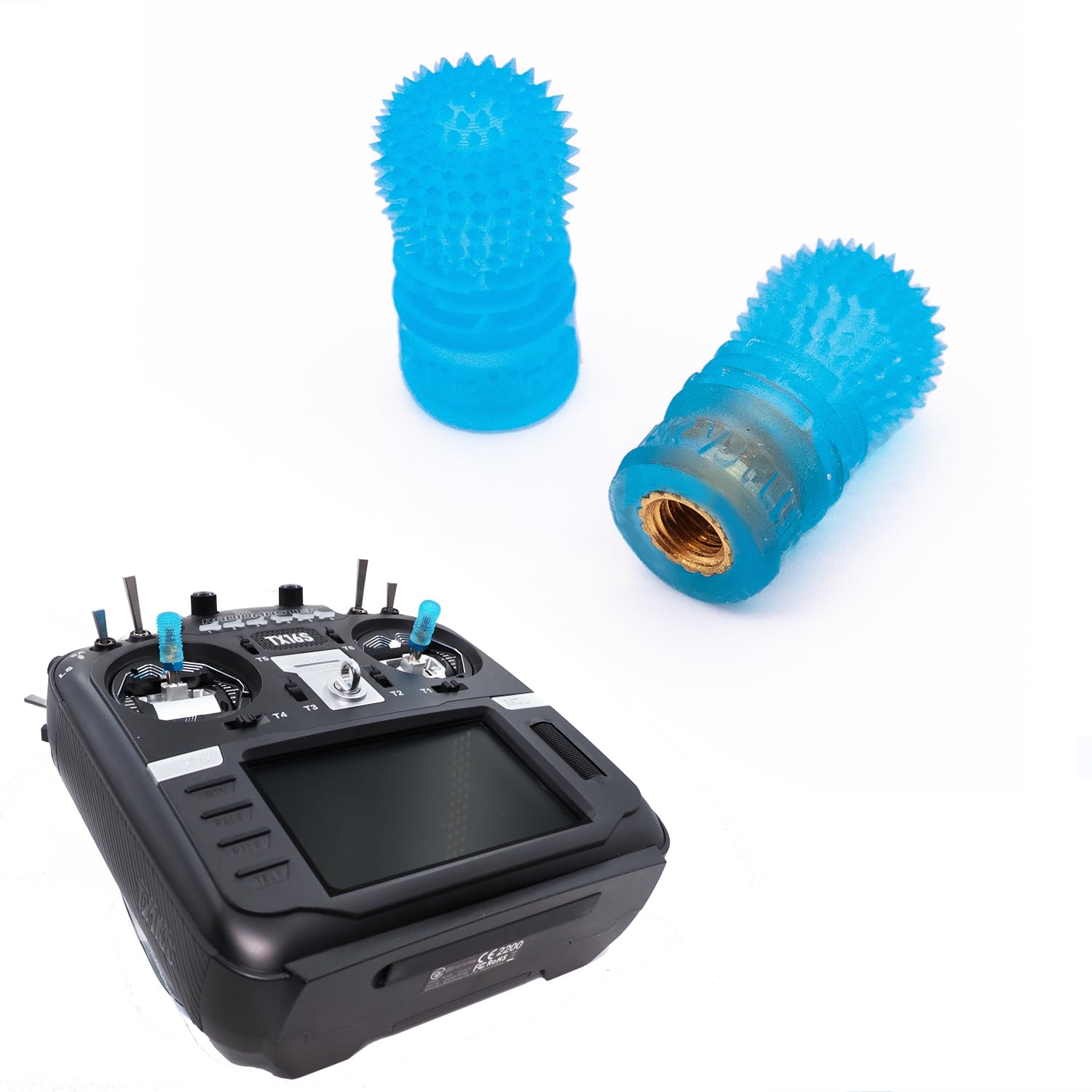 Photo 1 of SoloGood RC Transmitter Stick Ends FPV Controller Replacement Joystick M4 for RadioMaster TX16S Boxer Remote Controller (V3 Blue)
