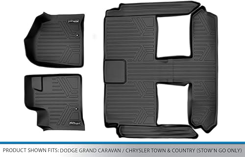 Miniatura 5 de SMARTLINER SA0046/B0046 Tapetes para 2008-2019 Dodge Grand Caravan/Chrysler Town y Country (solo Stow'n Go), negros