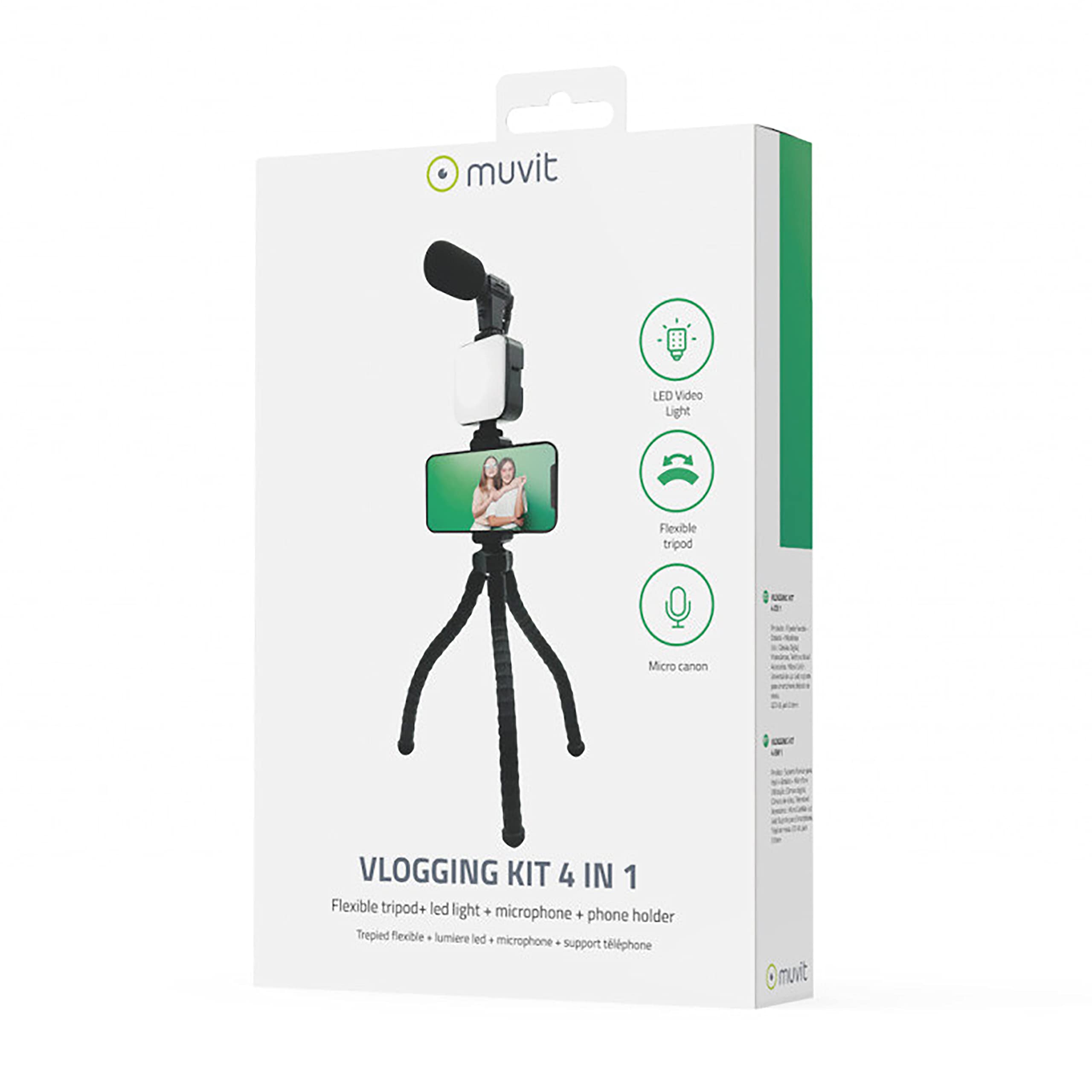 VLOGGING Kit 4 EN 1 Micro + TREPIED + Soporte + LED