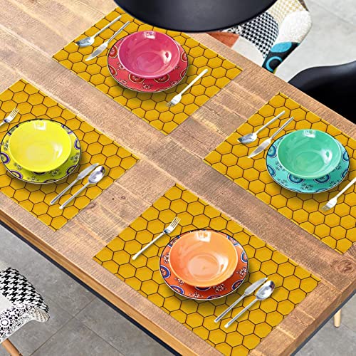 Set de table antidérapant et résistant à la chaleur jaune hexagone x6 - 8