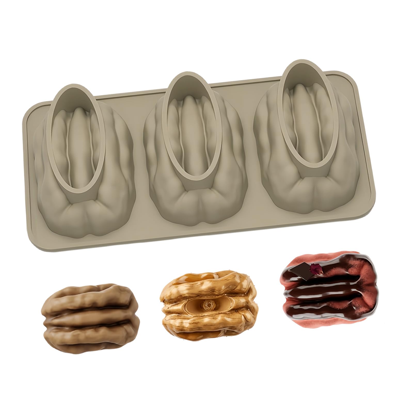 Aqvjd Multipurpose Nonstick Cake Molds Walnuts Shape Baking Pan Chocolate Molds Silicone Texture for Oven Freezer Microwave Use Creative Cake