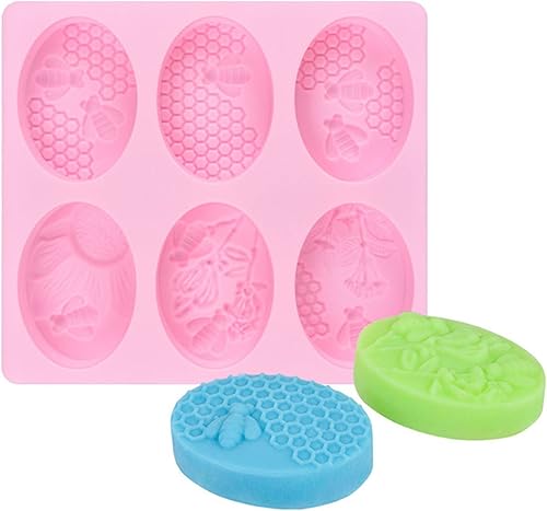 Miniatura 8 de 4 piezas moldes de jabón de silicona con forma de abeja, moldes de panal para hacer chocolate, gelatina y dulces