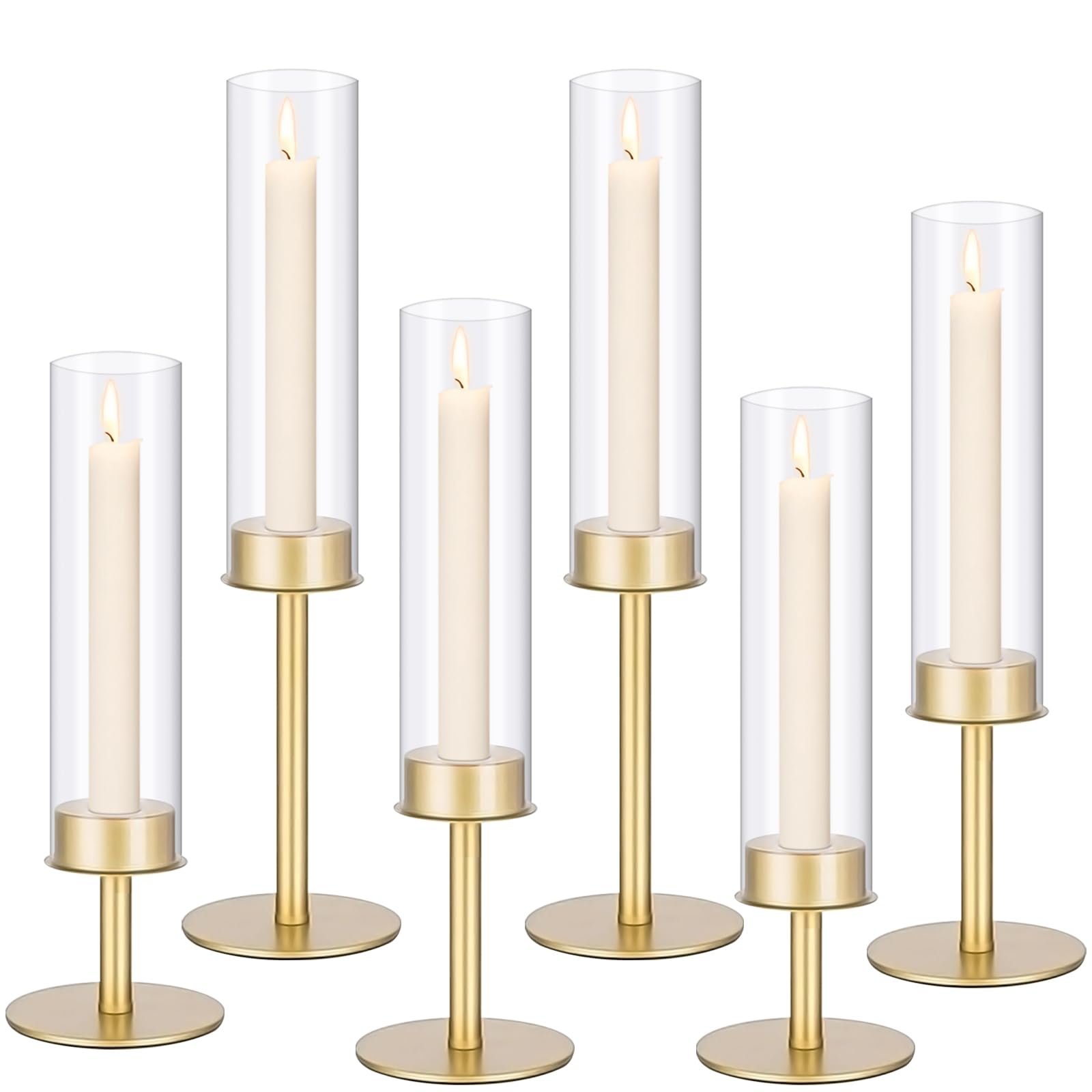 Gold Hurricane Candle Holders - Set of 6 -9