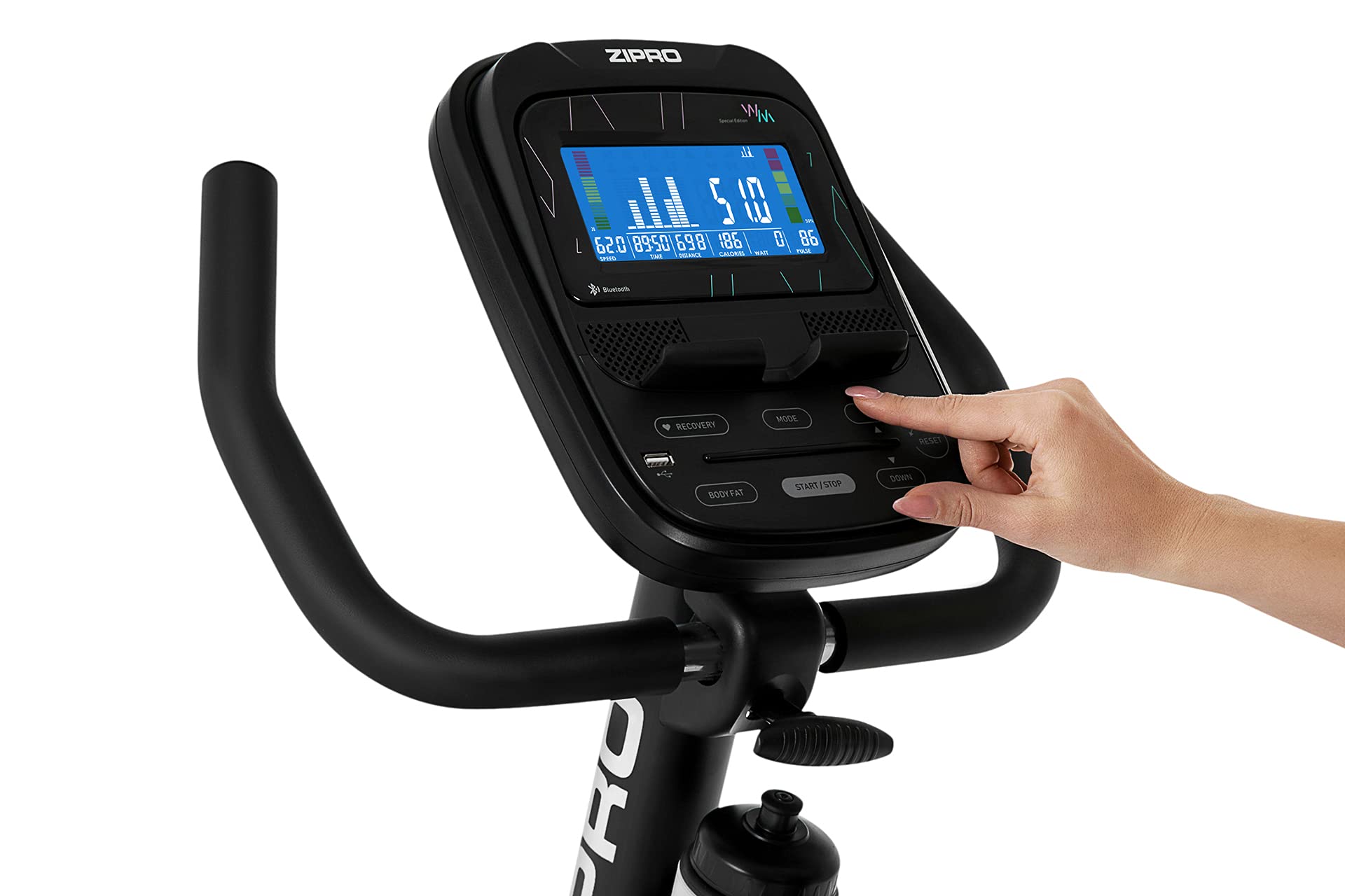 Zipro Cyclette Glow, Fitness Bike Ergometrico, Trainer Magnetico per Bicicletta, Ergometro fino a 150 kg, Bici da Interno, Cyclette per Allenamenti Domestici, Cyclette da Ciclismo con Cavo