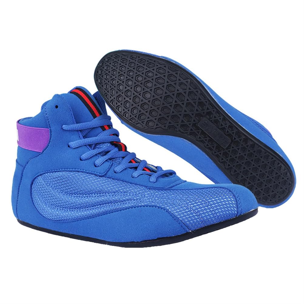 Botas De Lucha Y Boxeo para Hombres, Jóvenes Y Mujeres, Ligeras, Transpirables, Antideslizantes, para Sentadillas, Culturismo Y Entrenamiento Fitness,Azul,38 EU
