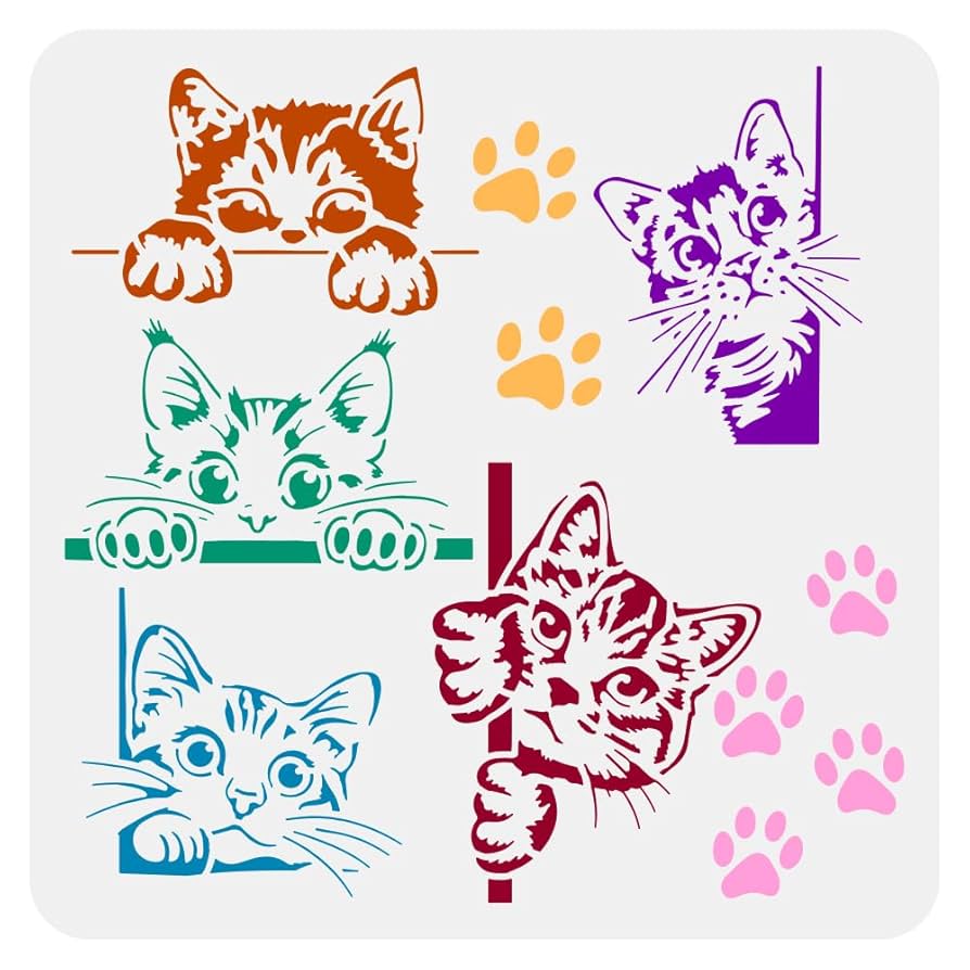 Amazon.com : FINGERINSPIRE Peeping Cat Painting Stencil 11.8x11.8 inch Cat Border Template Hollowed Cute Cats Stencil Large Cat Paw Prints Template Cat Footprint Stencil Animal Theme Template for DIY Crafts : Arts, amazon-com-fingerinspire-peeping-cat-painting-stencil-11-8x11-8-inch-cat-border-template-hollowed-cute-cats-stencil-large-cat-paw-prints-template-cat-footprint-stencil-animal-theme-template-for-diy-crafts-arts