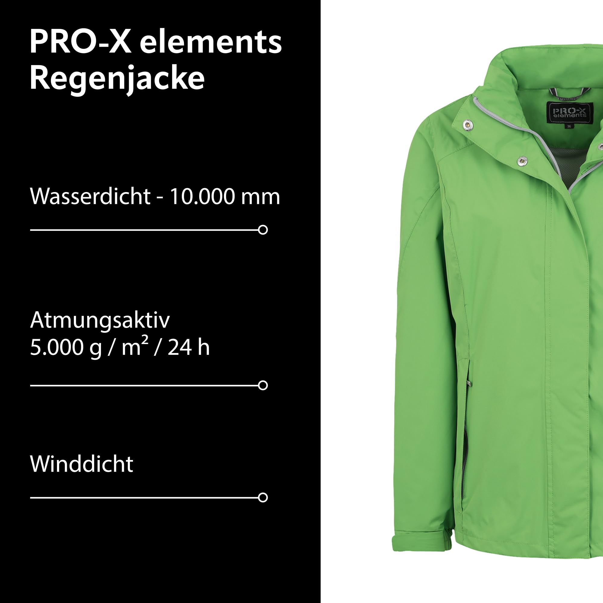 PRO-X elements Damenjacke CARRIE I Damen Regenjacke mit verschweißten Nähten, Unterarmbelüftung inkl. Packsack I Atmungsaktiv I Wasser- & winddicht