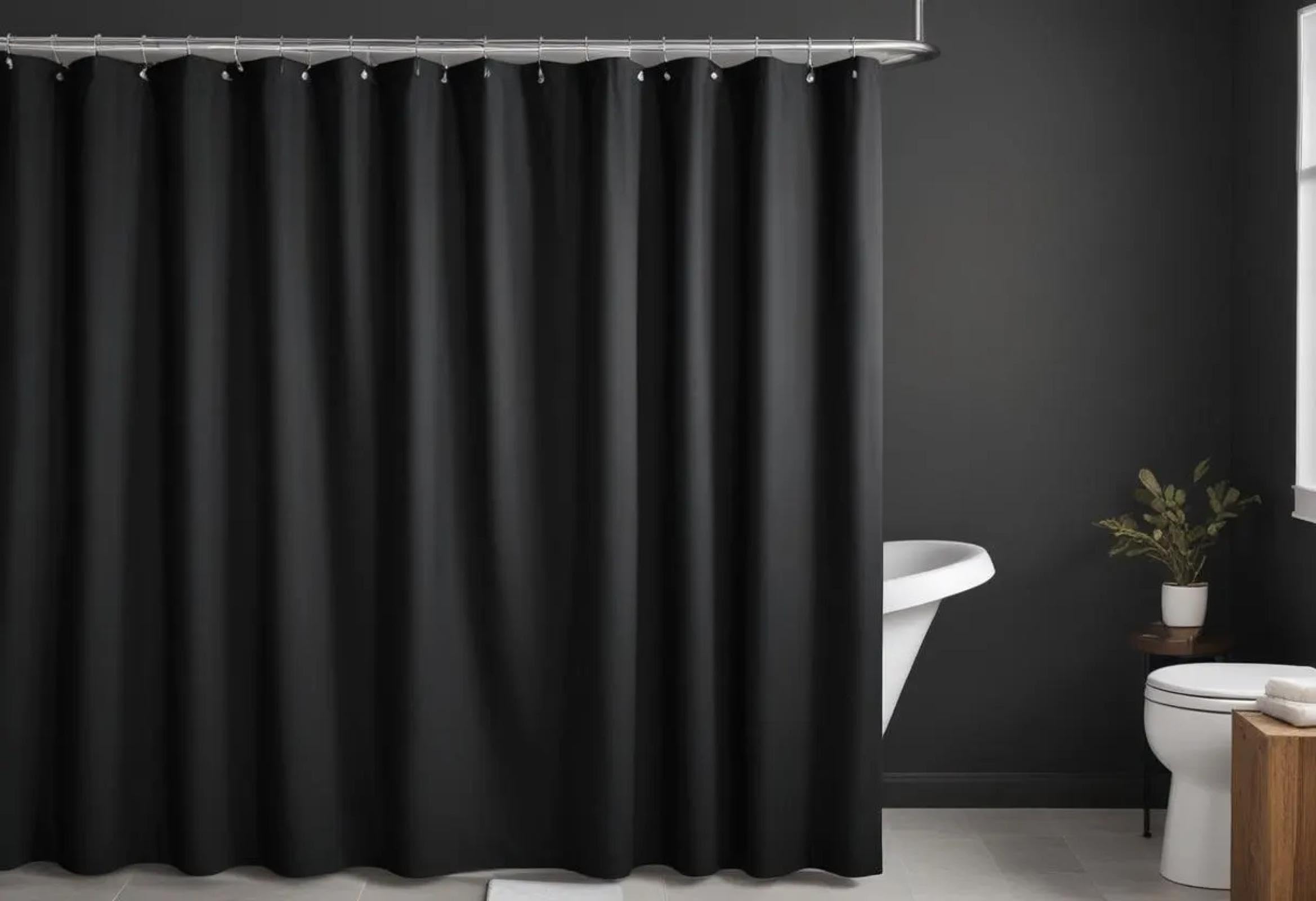 Ixehoh Shower Curtains Black Shower Curtain,Polyester Fabric Bathroom Curtains Soft Hotel Quality Cloth Shower,Light-Weight & Machine Washable 200X160cm/78X63in(Wxh)