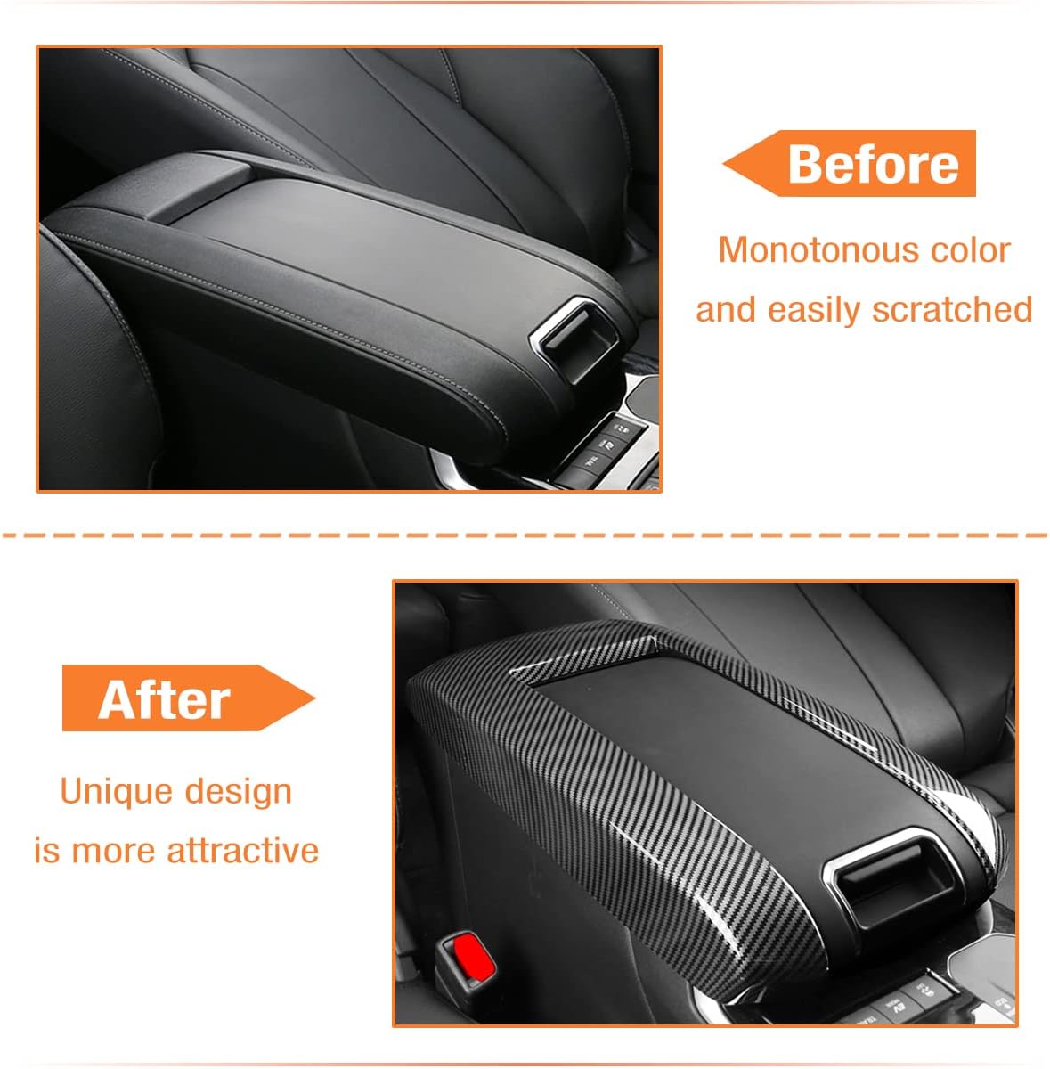 Armrest Box Cover Compatible with Toyota Highlander 2020 2021 2022 2023, Center Console Protector, ABS Decorative Interior Accessory (Armrest Cover, Carbon Fiber Style)