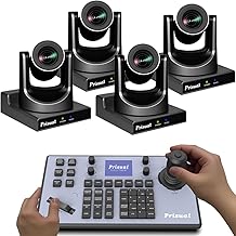 NDI PTZ Camera System Gen 5, 20X Optical Zoom, NDI 6 & NDI HX3 Certified, AI Auto Tracking, PoE HDMI SDI Bundle PTZ for Church Worship,PTZ Controller, (NDI PTZ Bundle TEM-20N PROx4+TEM-JOY1)