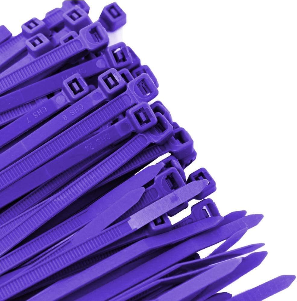 Cable Ties. Standard Duty 7.6 Inch Premium Nylon Wire Management Zip-Ties. 50 LB Tensile Strength. USA Strong Cable Ties (8" 1000 Pack, Purple)