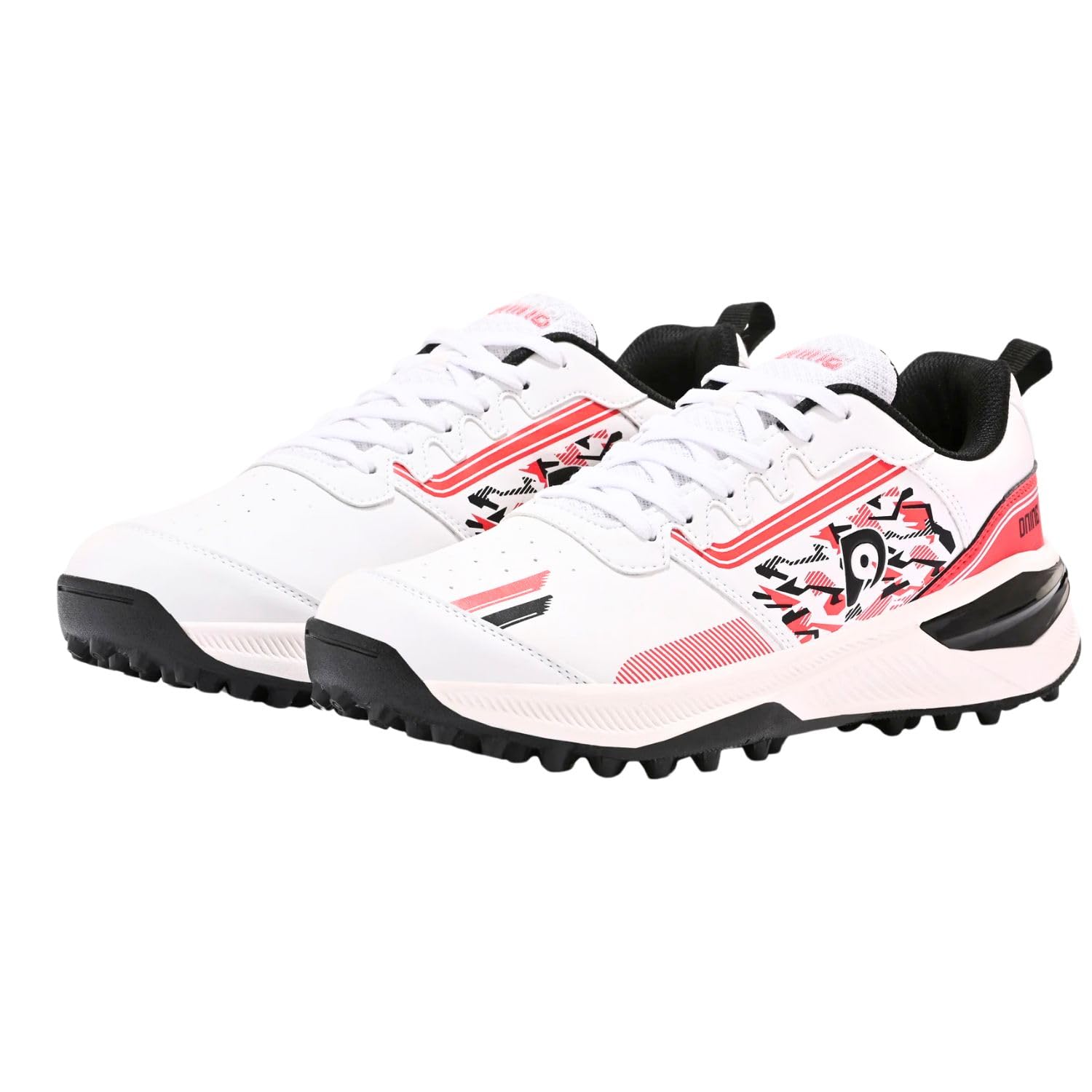 Dnine Performer 1 Rubber Studs Cricket Shoes | Black/Red/White | Lightweight & High-Grip Cricket Footwear| Professional Cricket Shoes-image-48
