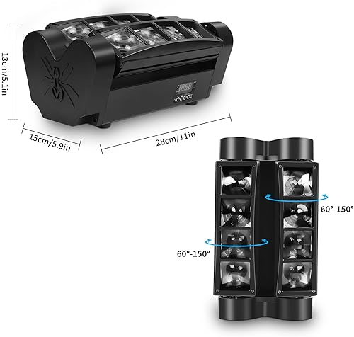 Miniatura 6 de UKing Spider - Luces de cabeza móvil 8x10W LED Beam DJ luces RGBW activadas por sonido y control DMX-512 para fiesta pub festival discoteca