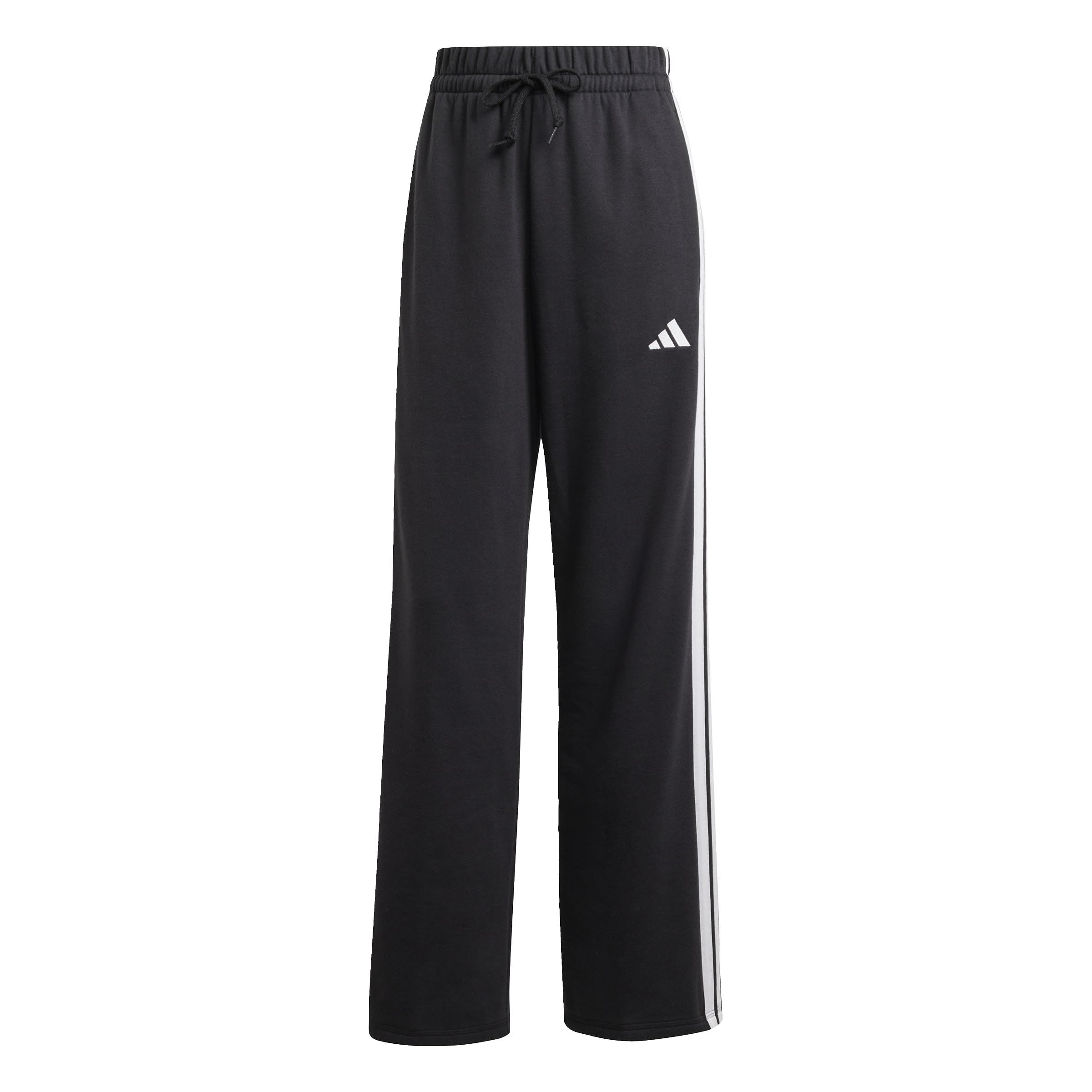 adidas Women's Essentials 3-Stripes Open Hem French Terry Pants, Black/White, XXS
