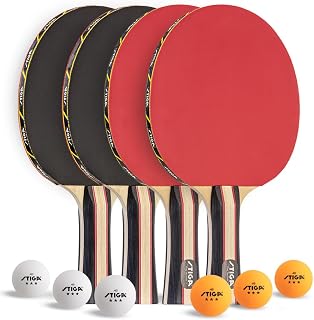 STIGA Performance 4-Player Table Tennis Set - USATT Approved Rackets, 3-Star Balls, 5-Ply Blade for Spin, Speed & Control