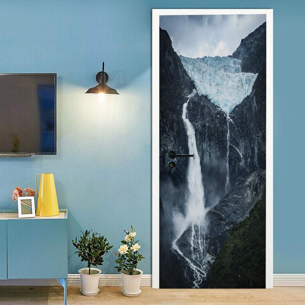 Poster Trompe l'oeil Porte Murale 3D Cascade pour Évader Votre Chambre
