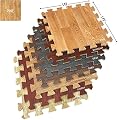 Sorbus Wood Grain Floor Mats Foam Interlocking Mats Each Tile 1 Square Foot 3/8-Inch Thick Flooring Wood Mat Tiles - Home Office Playroom Basement Trade Show (16 Tiles,16 Sq ft, Wood Grain - Pine)