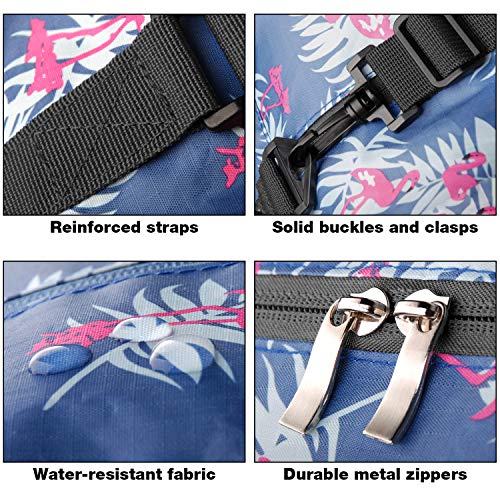 Wandf Foldable Travel Duffel Bag Carryon Luggage Sports Gym Weekend Tote Bag Water Resistant Nylon for Women (Flamingo F)