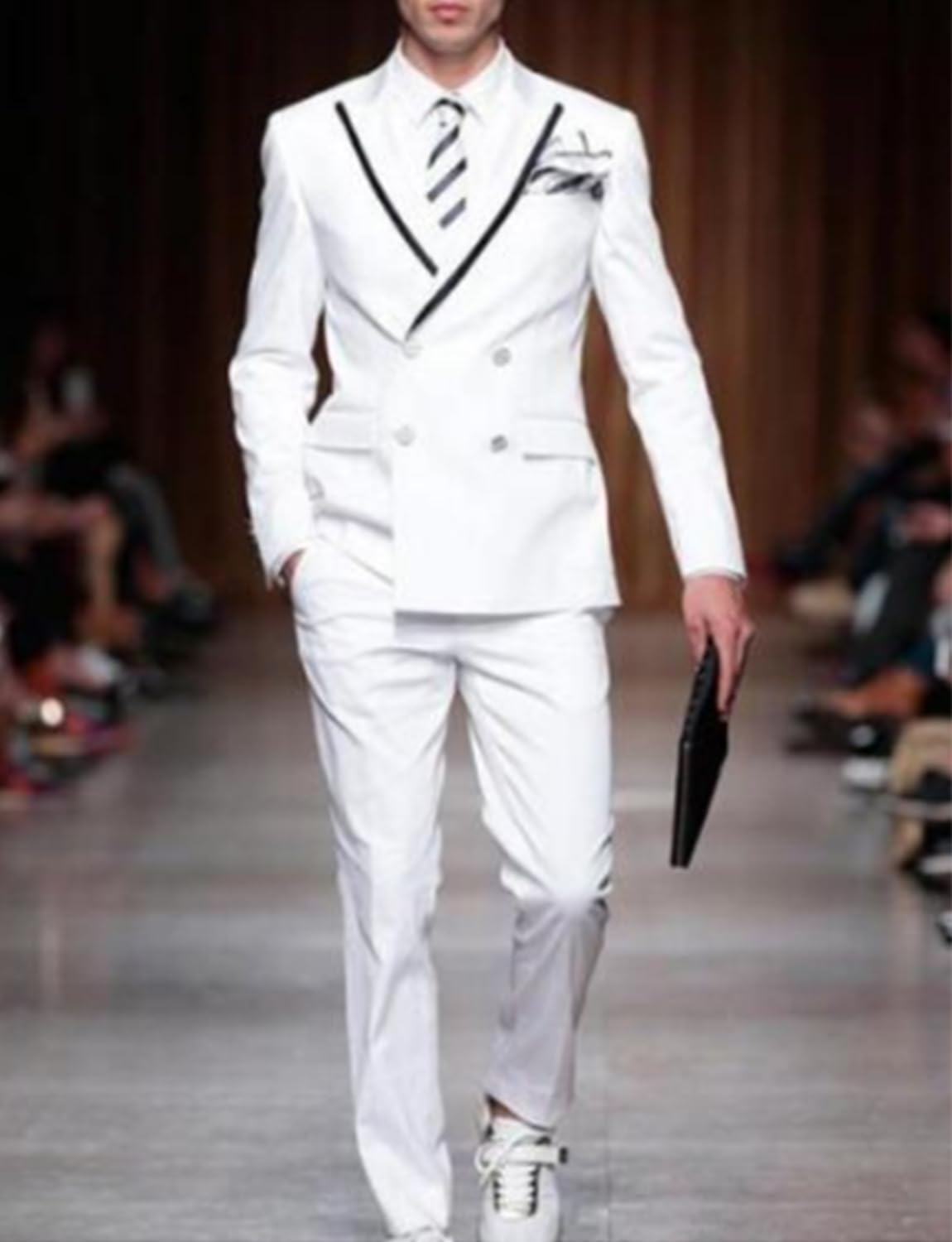 Uomo Abito Due Pezzi Giacca Doppiopetto Pantaloni Smoking con Revers a Lancia per Il Business Casual