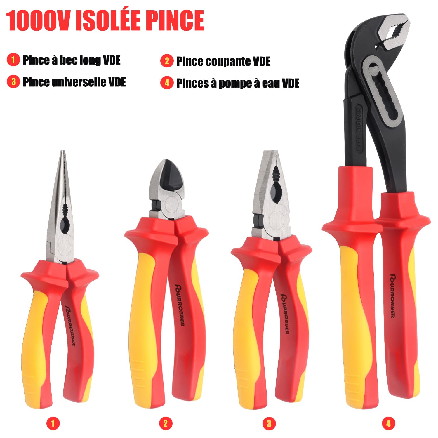 Set di cacciaviti e pinze isolati,Kit di cacciaviti elettrici isolati da 1000 V con tester di tensione, Elettricista Magnetico Phillips Slot Cacciavite
