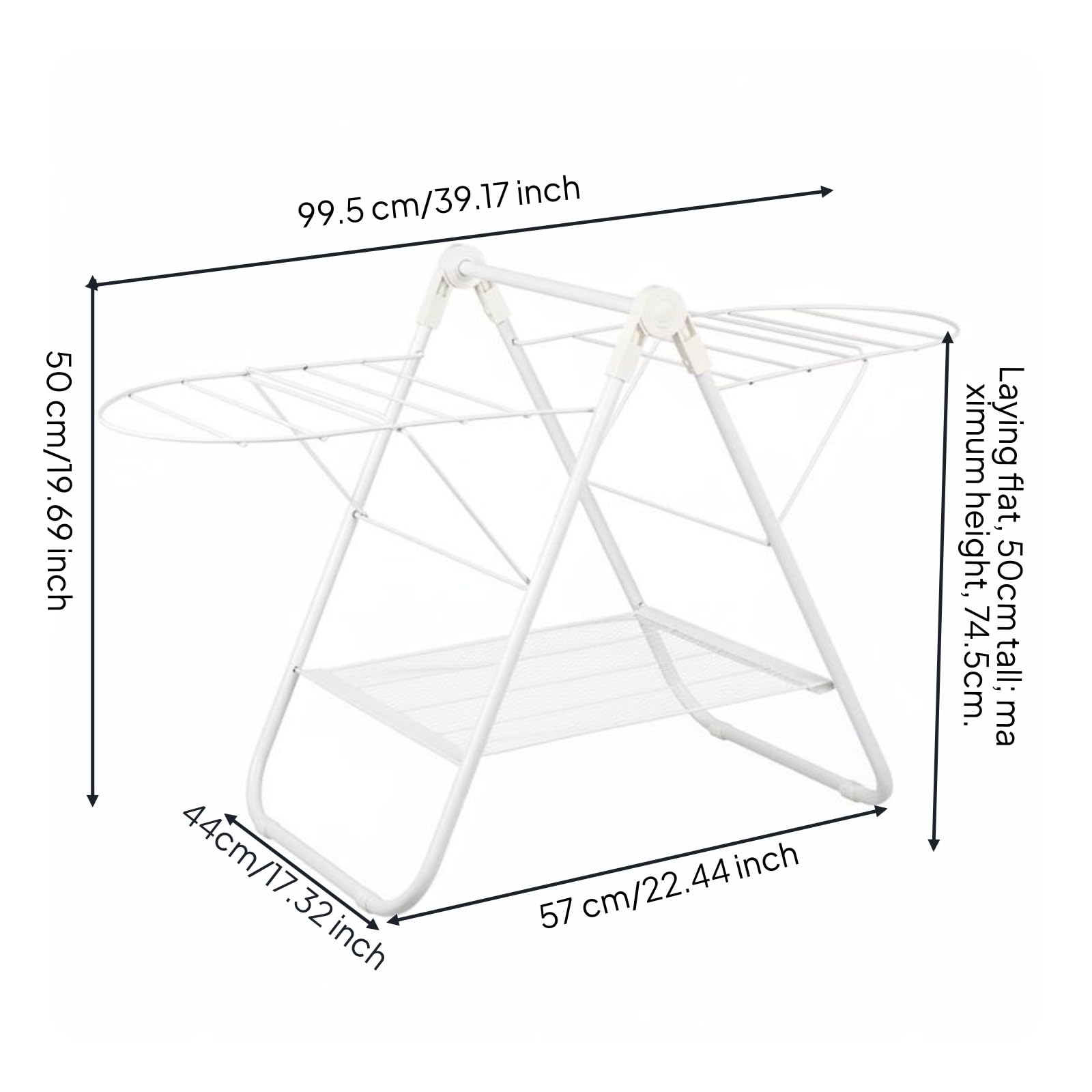 perfk Séchoir Pliant Vêtements Structure Fer Conception Compacte Fonction Rangement Linge Suspendu Adapté au Séchage en Intérieur Balcon Chambre Espace de Vie Usage Quotidien, Gris Froid, Mini