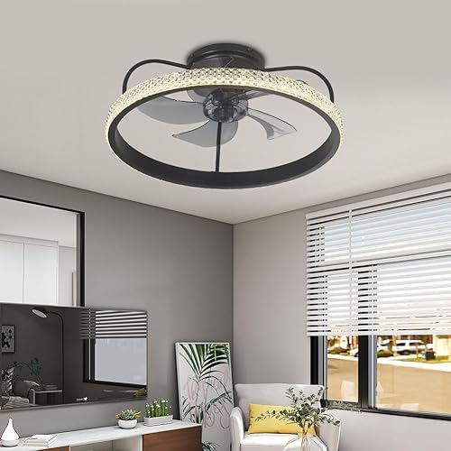 Miniatura 10 de A Million 18" Crystal Caged Ceiling Fan with Lights, Industrial Enclosed Ceiling Fan Light with Remote Control, 3 Speed Silent for Farmhouse