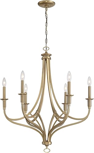 Minka Lavery Covent Park 1096-740 - Candelabro redondo con brazo de metal, 6 luces, 360 vatios totales, oro miel cepillado, 32 pulgadas de alto x 28