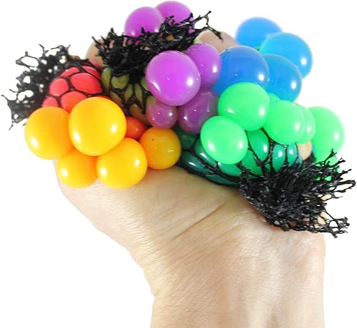 Miniatura 3 de Curious Minds Busy Bags Juego de 24 bolas pequeñas de malla de 1.5 pulgadas, pelota antiestrés con red de red, bola antiestrés que cambia de color,