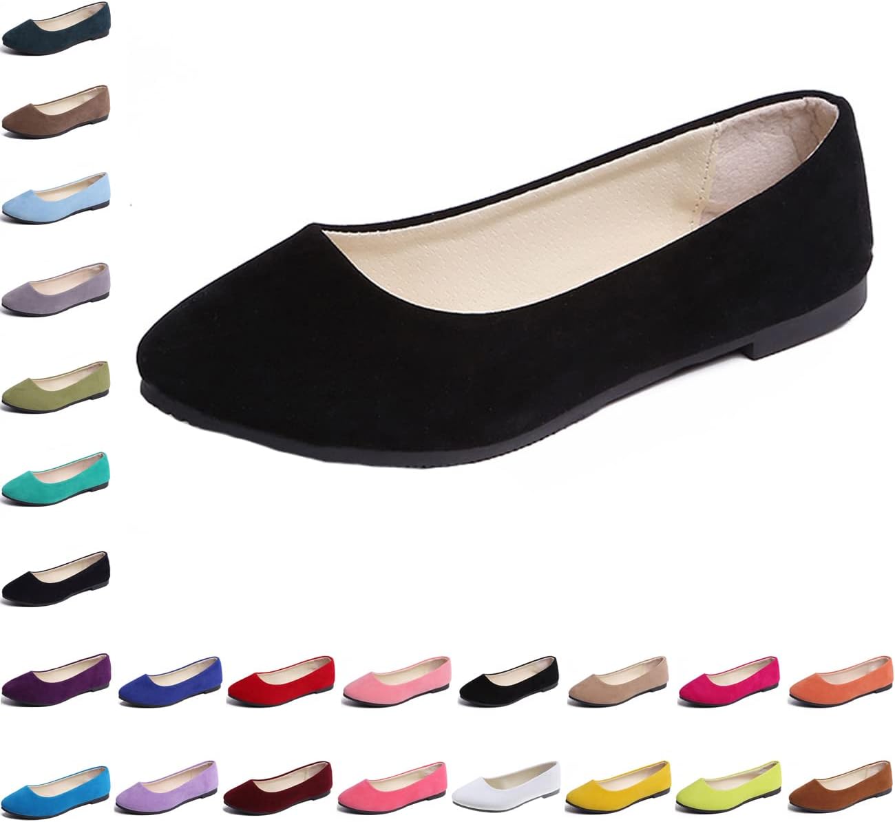 Hwalleum Ballerines Plates Femme – Bout Pointu, Confortables, Couleur Unie – Idéales Bureau, Travail, Quotidien