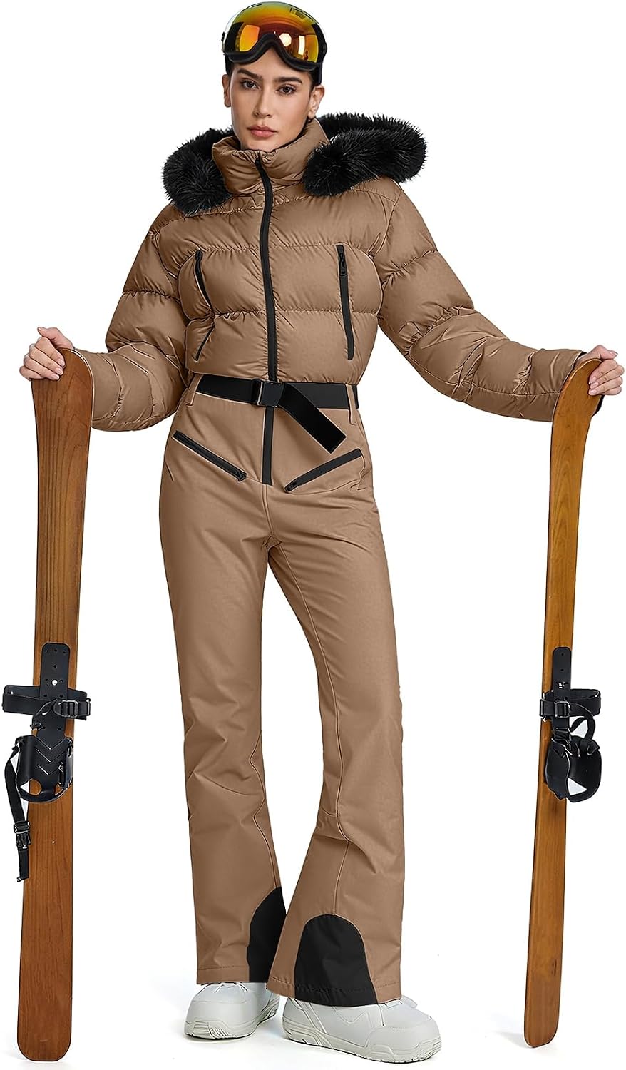 HOTIAN Women One Piece Ski Suits Slim Fit Overalls Jumpsuits Waterproof Winter Outdoor Snowboard Snow Suits