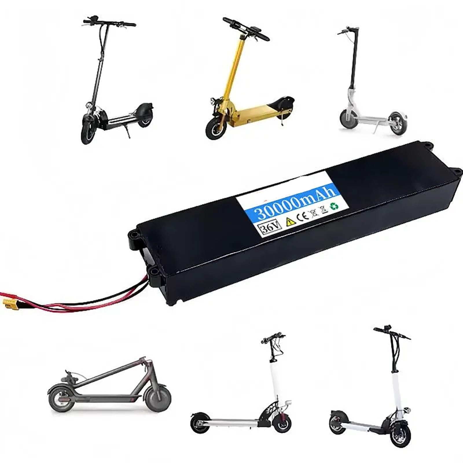 Batterie pour Trottinette Électrique 36V 30Ah Batterie Rechargeable, Batterie De Remplacement Étanche 36V 10S3P pour Kit Moteur De 200W-750W