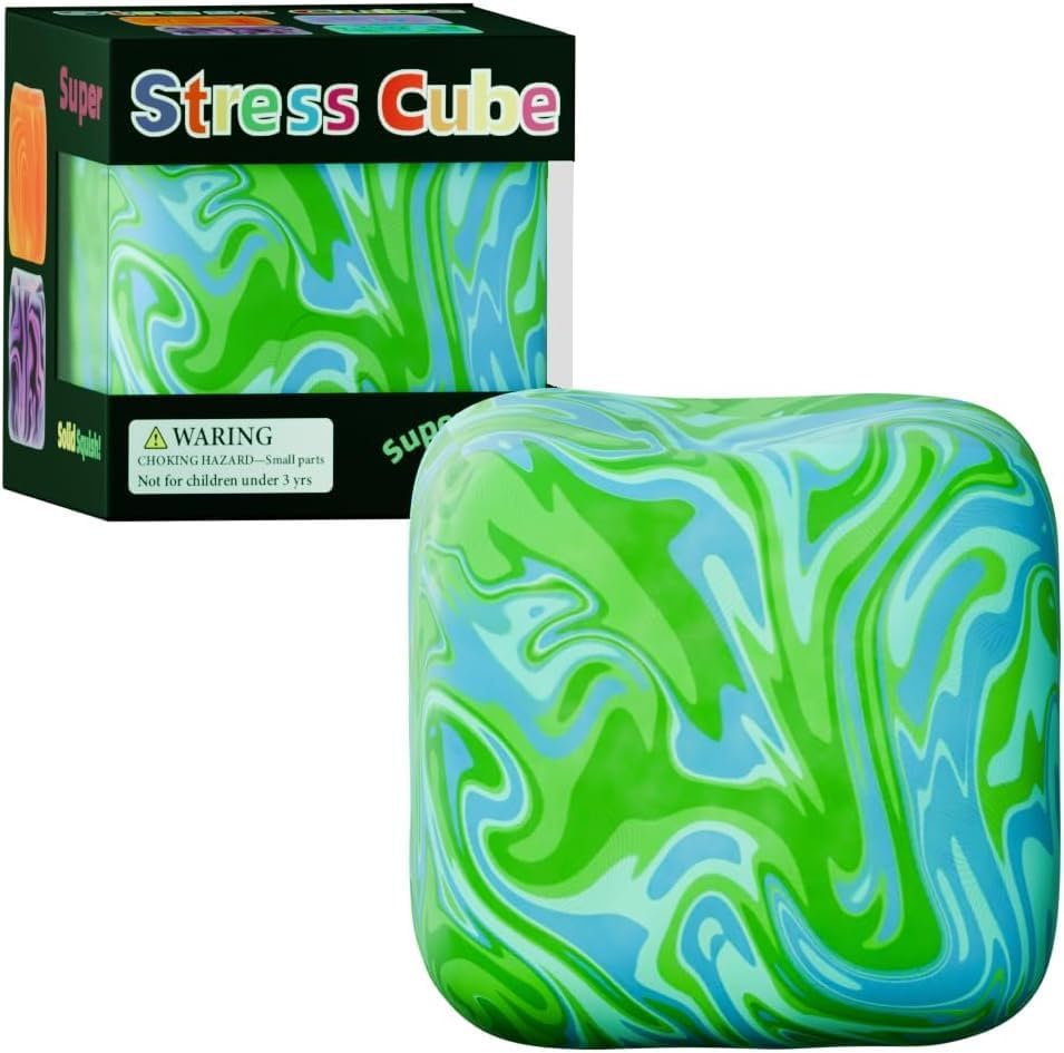 Fidget Toys Squishy Stress Cube, Stress Balls for Adults Squishies Stress Relief, Ice Squishy Cube Balls, Sensory Toys Green