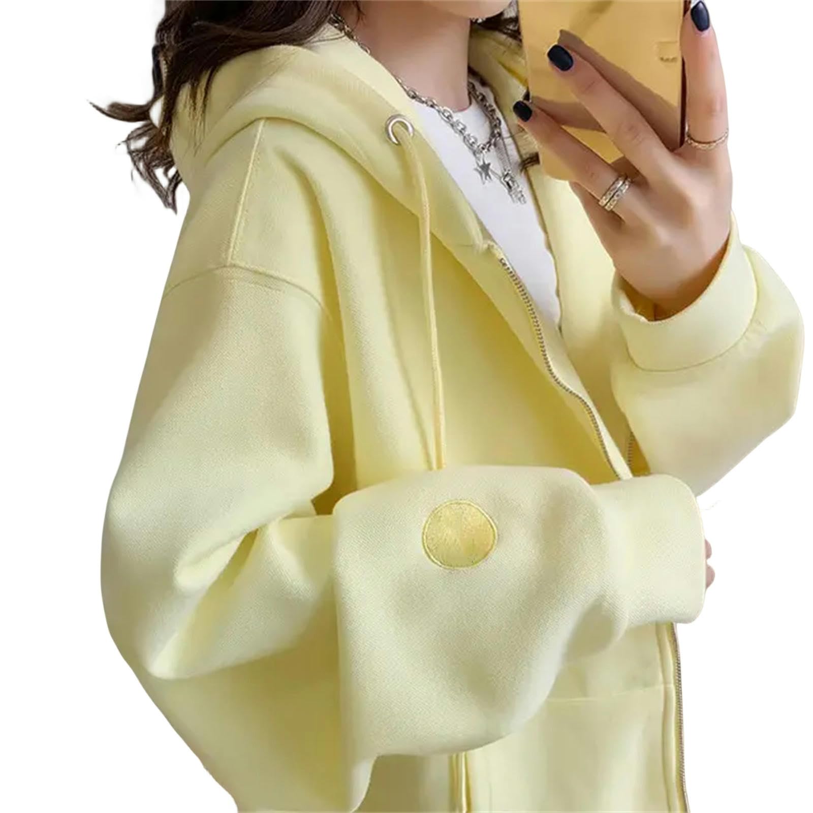 Felpe Donna Felpa con Cappuccio Casual con Cappuccio Candy Color Streetwear Streetwear Zipper Essentials con Cappuccio per Donne Top di Abbigliamento da Esterno