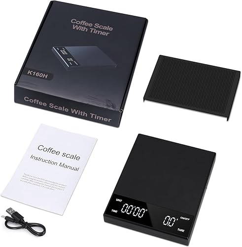 Miniatura 9 de AMIR Báscula de café digital con temporizador, 6.6 lbs0.00 oz de alta precisión recargable de goteo de expreso, báscula portátil de espresso con 3